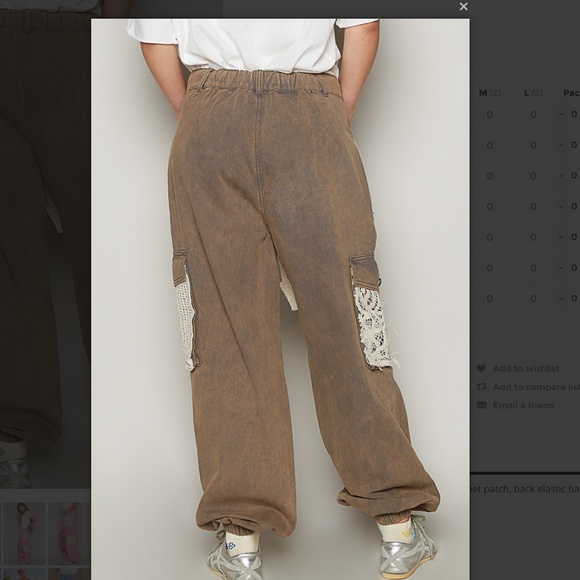 NEW POL Distressed Brown Gray Joggers with Lace Accents! - Picture 4 of 8